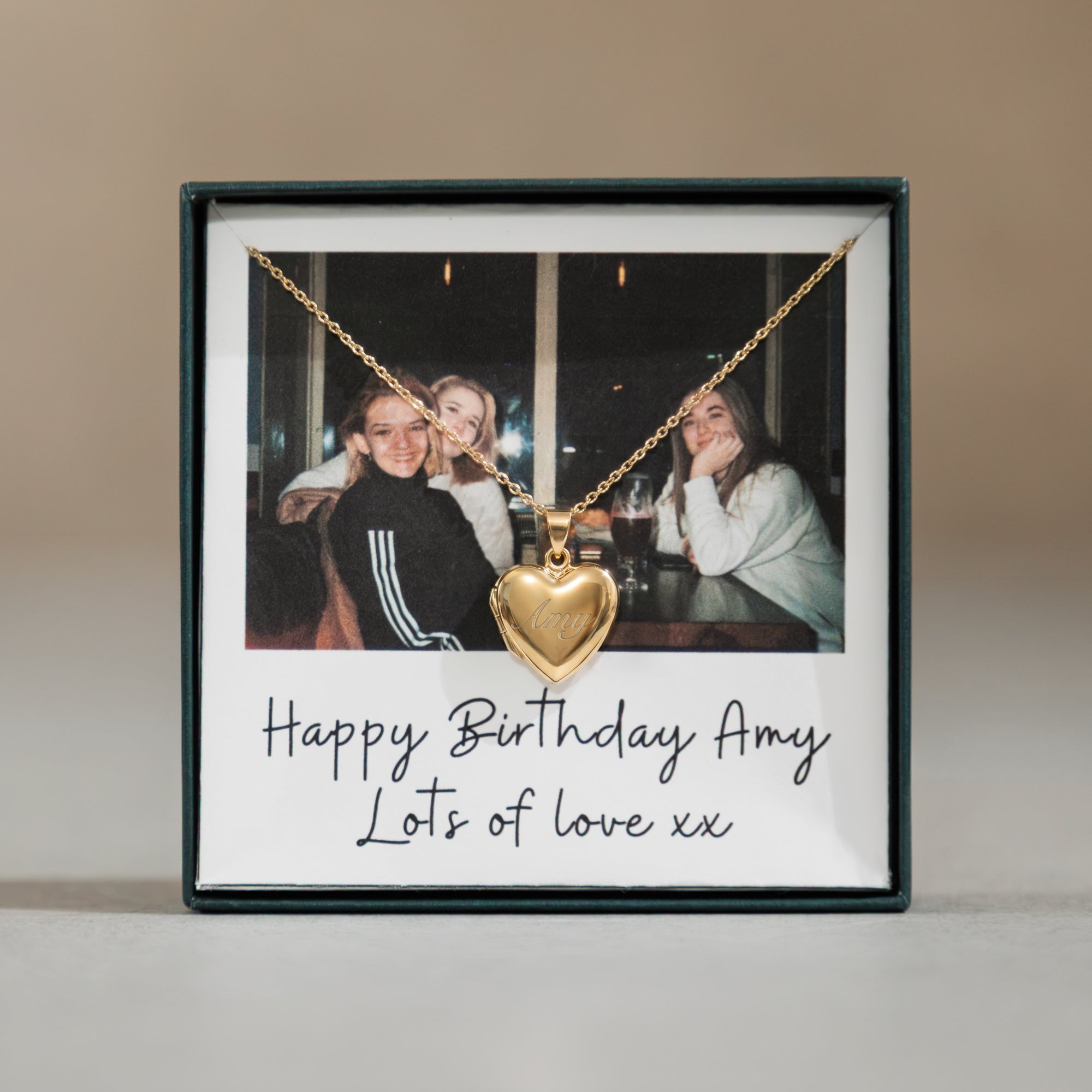 Personalised 18ct Yellow Gold Plated Heart Locket Necklace with Photobox