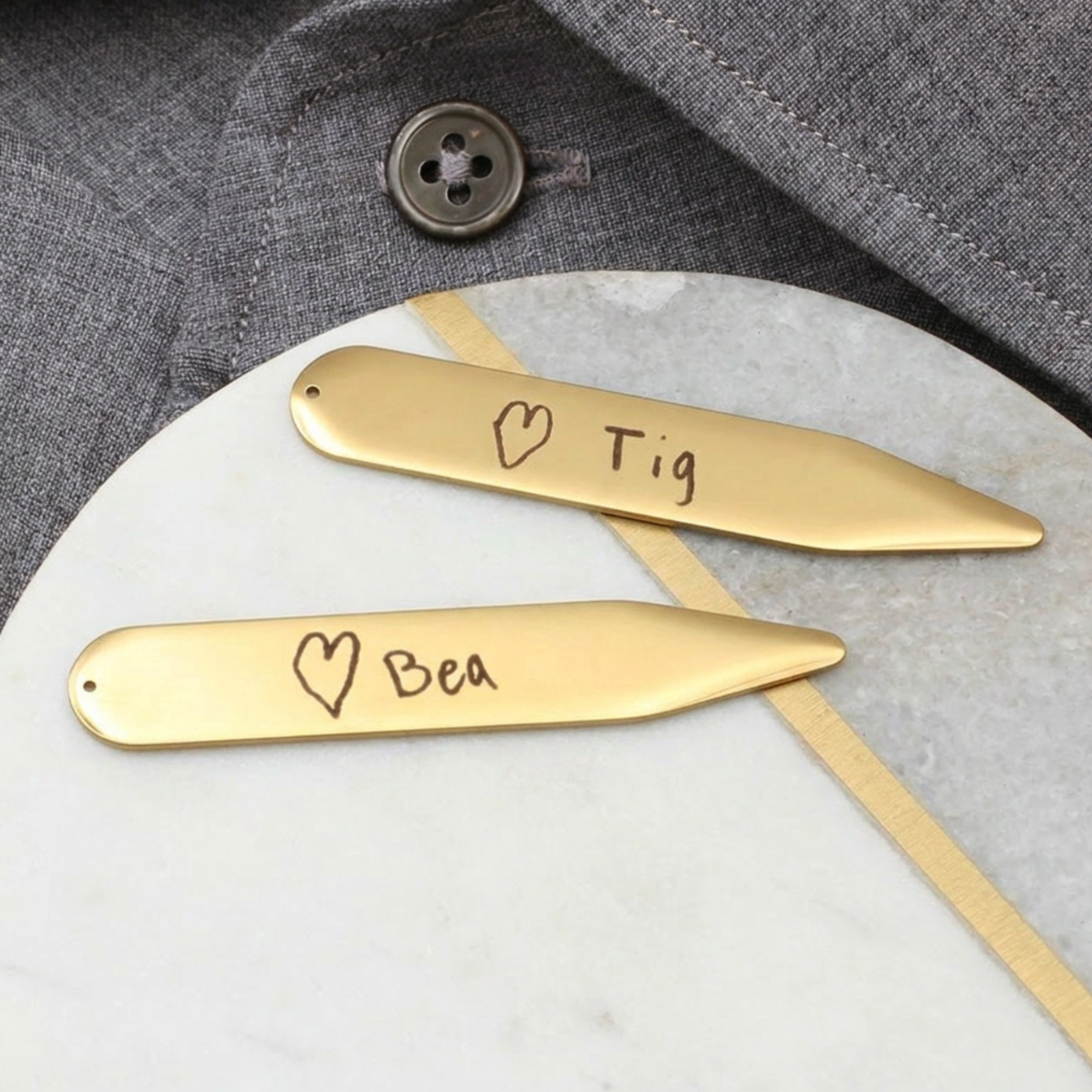 Gold Personalised Collar Stiffeners
