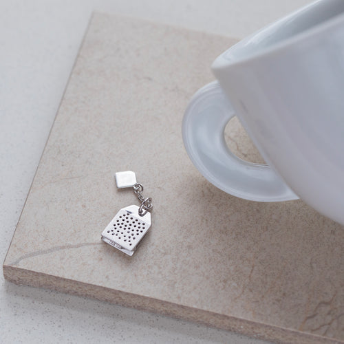 Personalised Silver or 18ct Gold Plated Tea Bag Charm