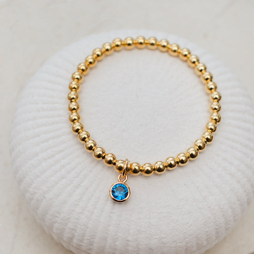 Sterling Silver or 18ct Gold Plated Birthstone Charm Bracelet