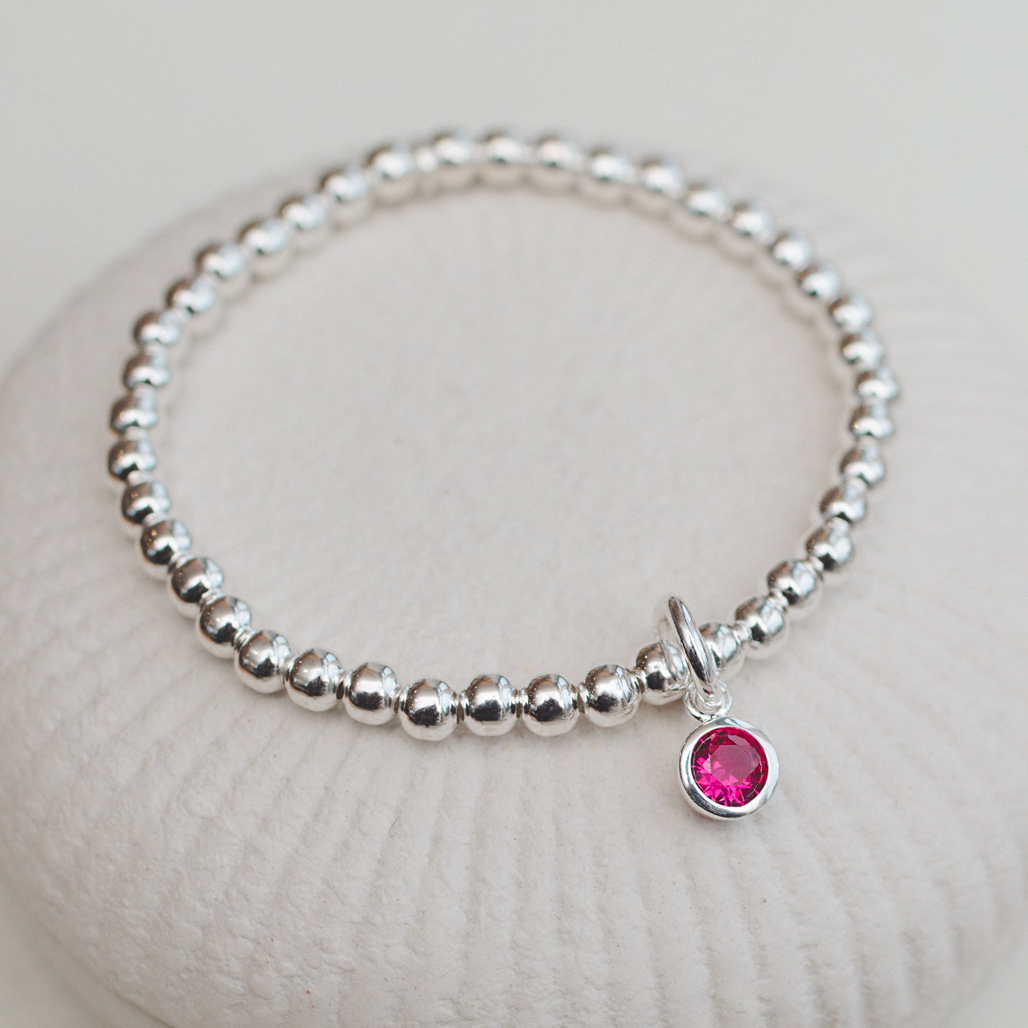 Sterling Silver or 18ct Gold Plated Birthstone Charm Bracelet