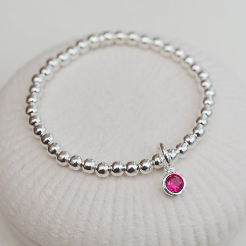 Sterling Silver or 18ct Gold Plated Birthstone Charm Bracelet