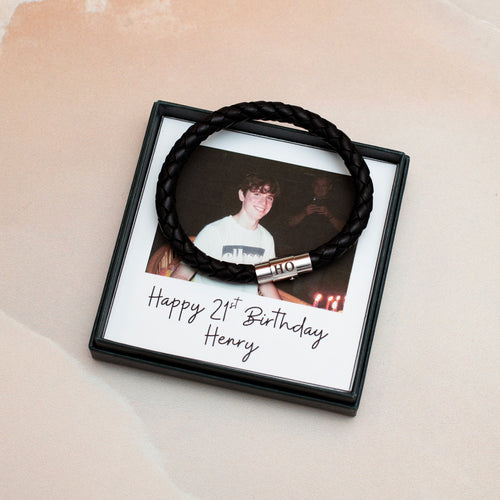 Personalised Men's Leather Bracelet With Photobox