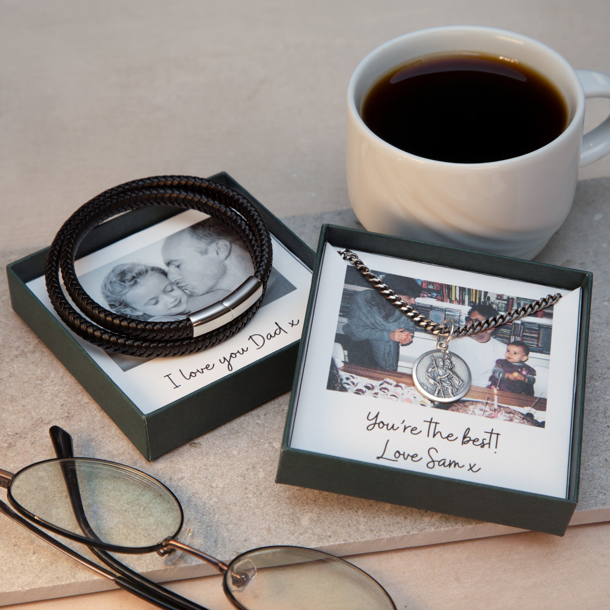 Personalised Silver St Christopher Curb Necklace With Photobox