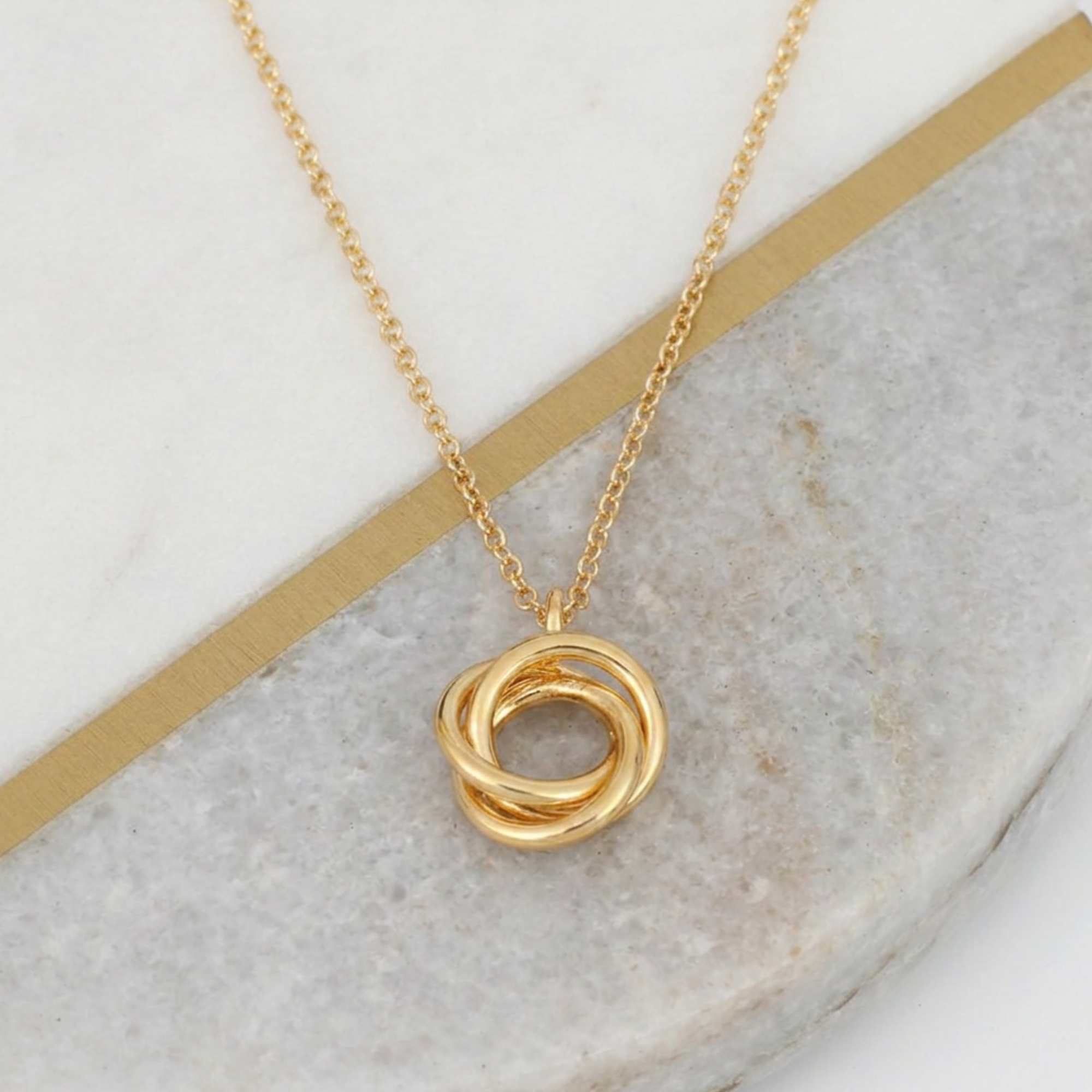 18ct Gold Plated Love Rings Necklace