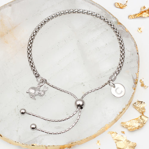 Personalised Silver Tiny Bunny Bracelet