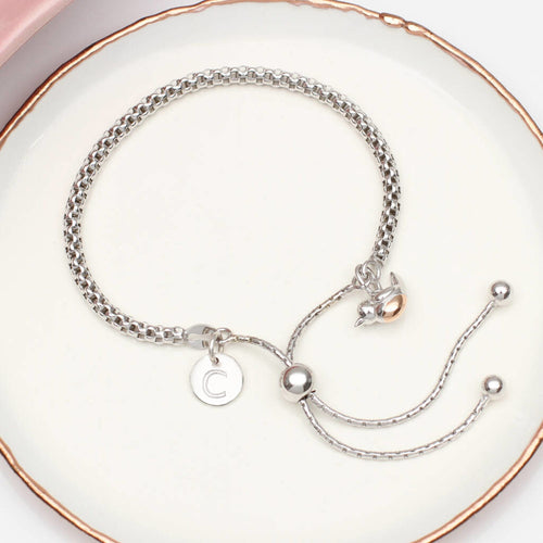 Personalised Sterling Silver Robin Bracelet
