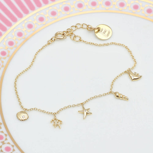 Personalised 18ct Gold plated Sterling Silver 'Under The Sea' Anklet