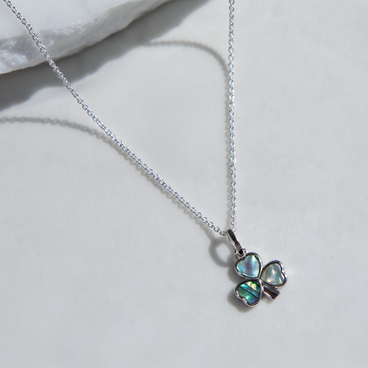 Sterling Silver Pavashell Clover Pendant Necklace