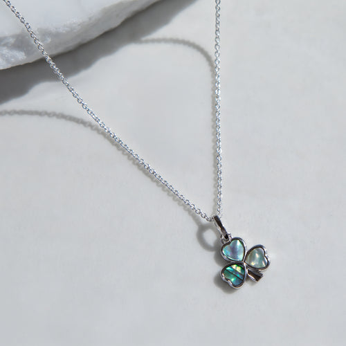 Sterling Silver Pavashell Clover Pendant Necklace