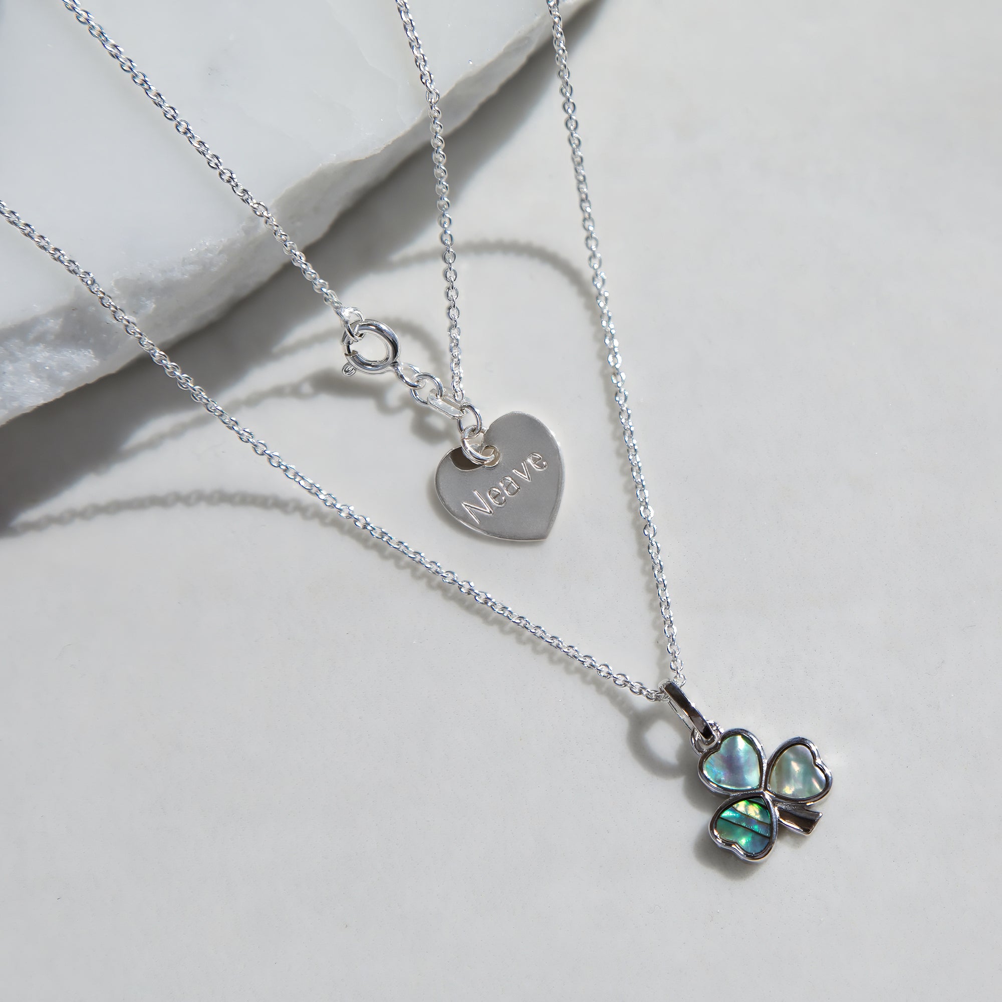 Sterling Silver Pavashell Clover Pendant Necklace