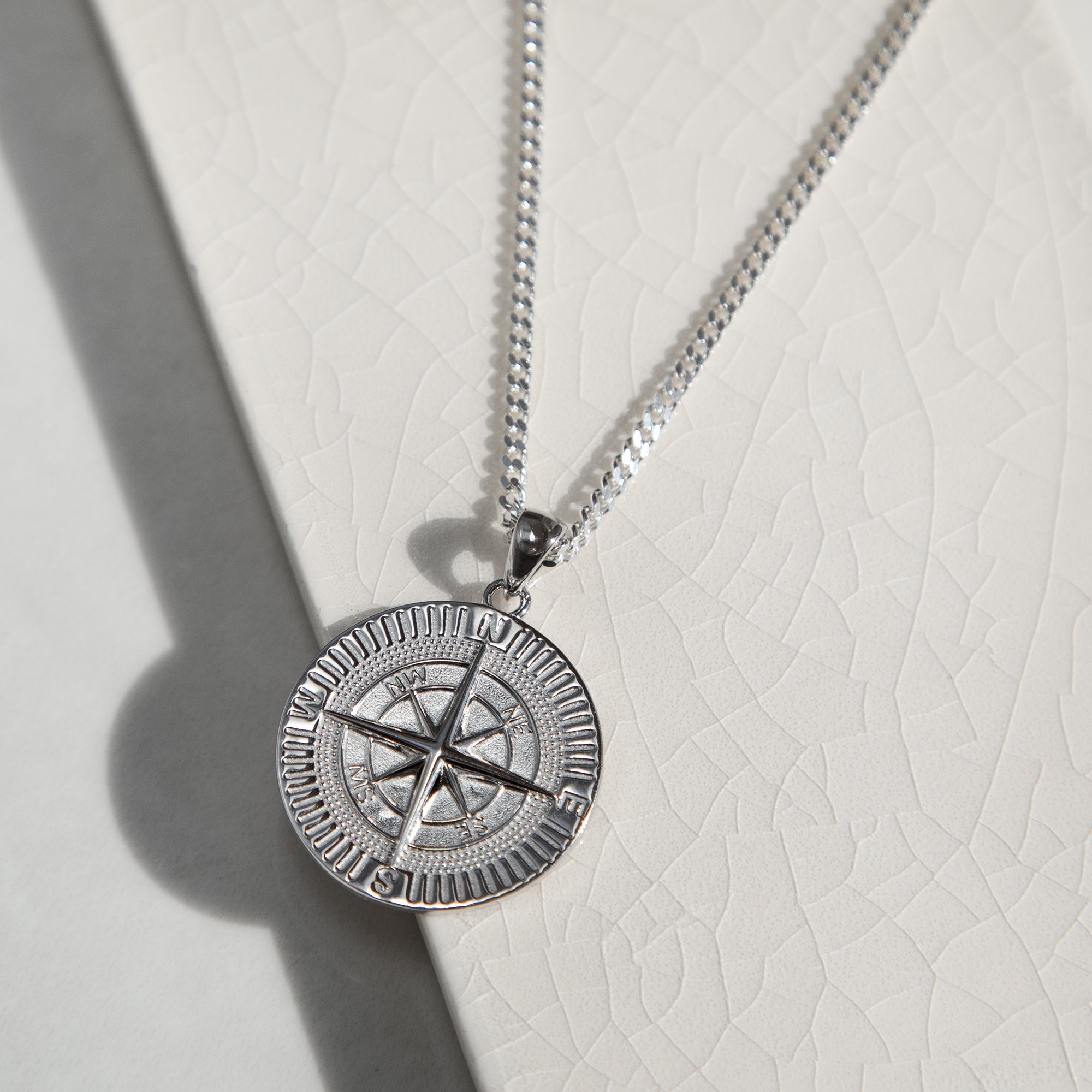 Personalised Sterling Silver Compass Necklace
