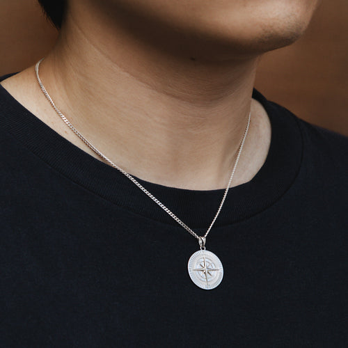 Personalised Sterling Silver Compass Necklace