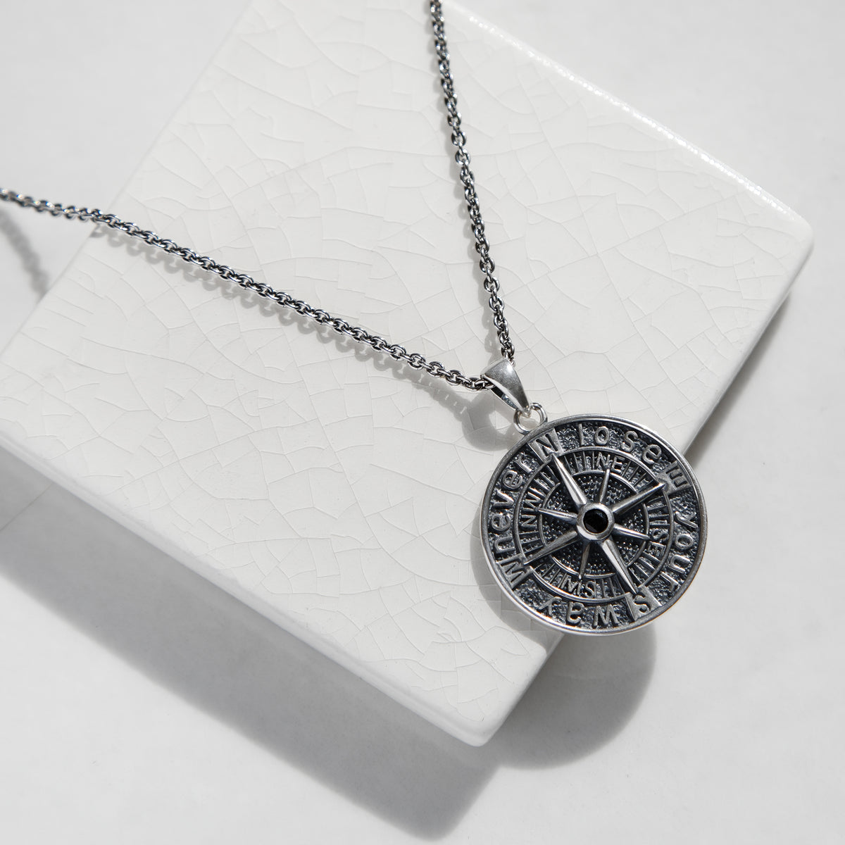 Personalised Sterling Silver 'Never Lose Your Way' Compass Necklace