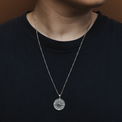 Personalised Sterling Silver 'Never Lose Your Way' Compass Necklace