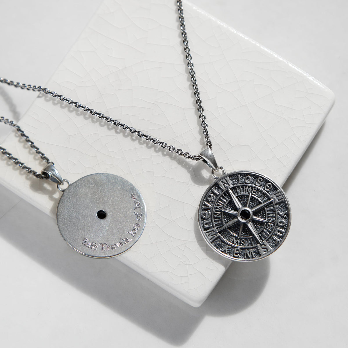 Personalised Sterling Silver 'Never Lose Your Way' Compass Necklace