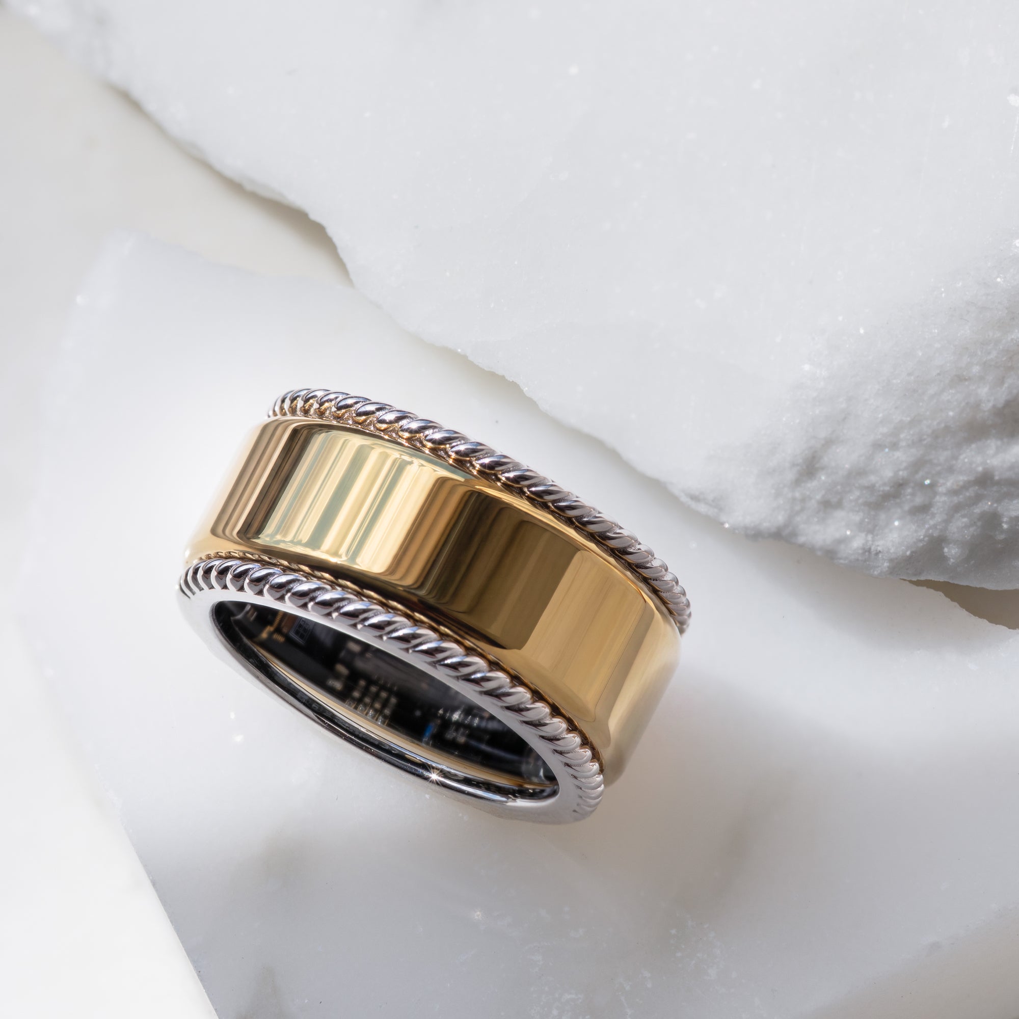 Sterling Silver Rhodium Plated Twist Oura Ring Cover