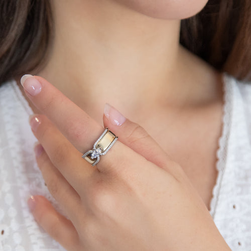 Sterling Silver Rhodium Plated Marquise CZ Oura 5 Ring Cover