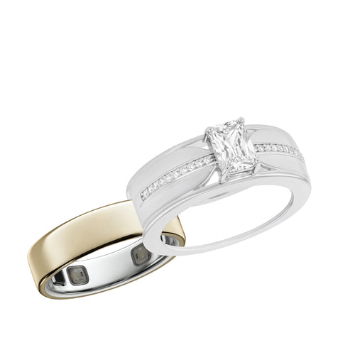 Sterling Silver Rhodium Plated Emerald Cut & Pave CZ Oura Ring 5 Cover
