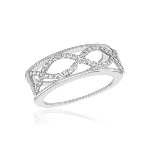 Sterling Silver Rhodium Plated Infinity CZ Oura Ring 5 Cover