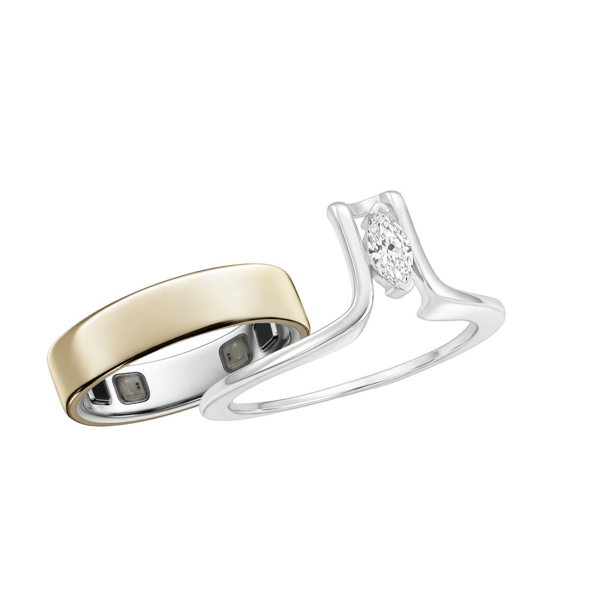 Sterling Silver Rhodium Plated Marquise CZ Oura Ring 5 Cover