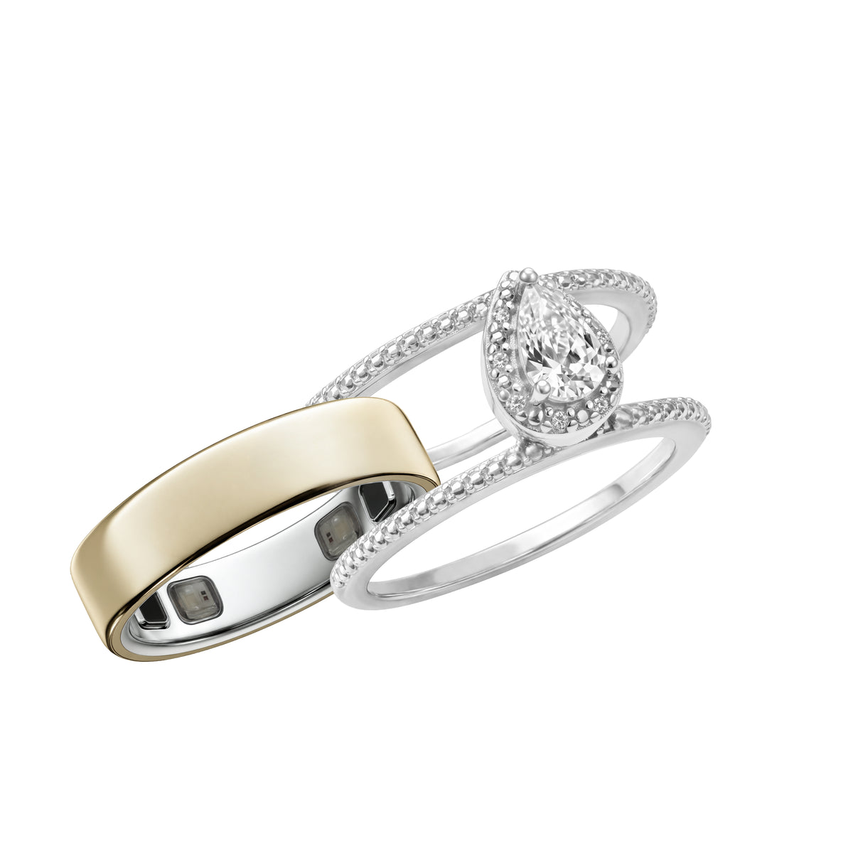Sterling Silver Rhodium Plated Teardrop CZ Cluster Oura Ring 5 Cover