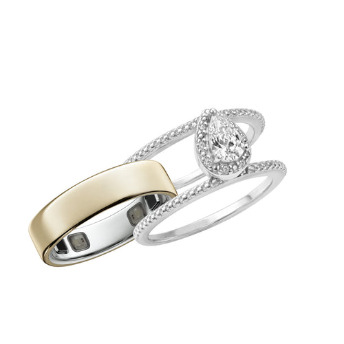 Sterling Silver Rhodium Plated Teardrop CZ Cluster Oura Ring 5 Cover