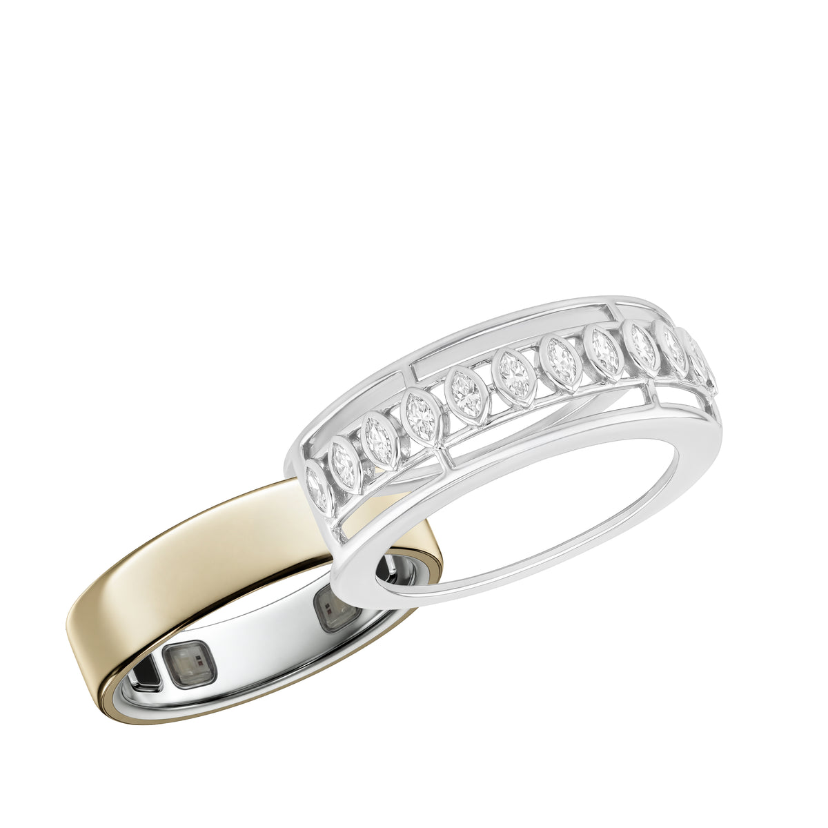 Sterling Silver Rhodium Plated CZ Bezel Row Oura Ring 5 Cover