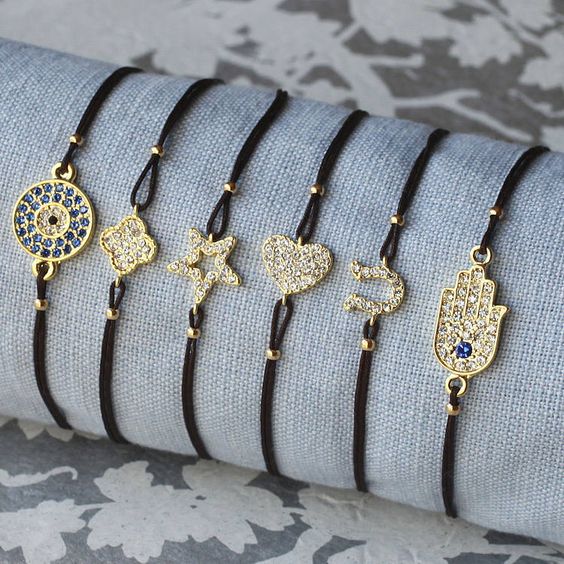 Silver and Gold Plated Symbolic Pave Boho Friendship Bracelet