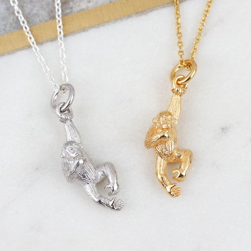 Sterling Silver or 18ct Yellow Gold Plated Chinese Zodiac Monkey Necklace