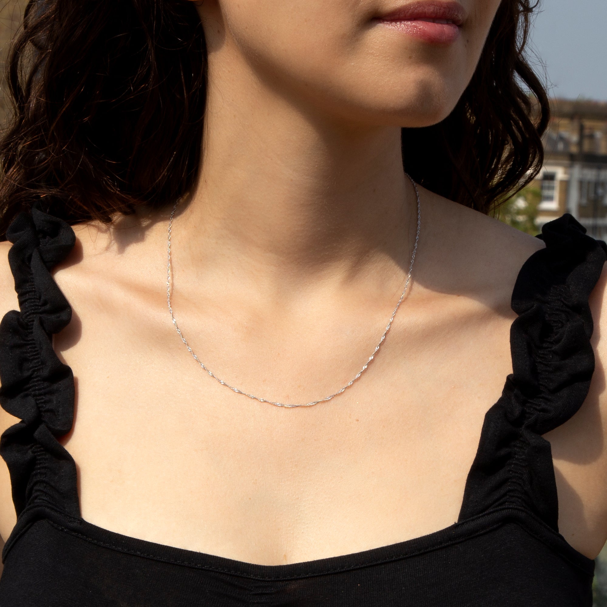 9ct White Gold Twisted Curb Chain