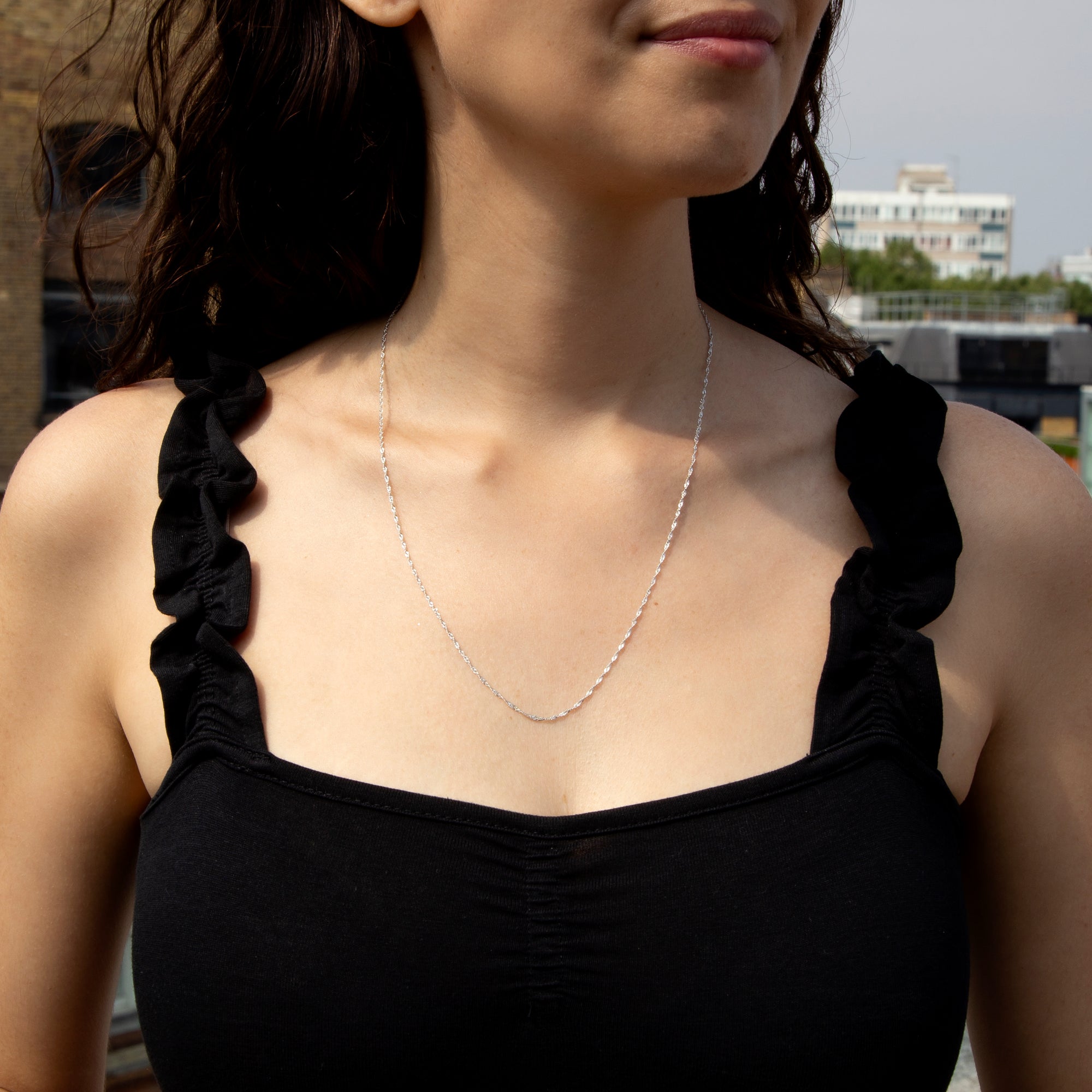 9ct White Gold Twisted Curb Chain