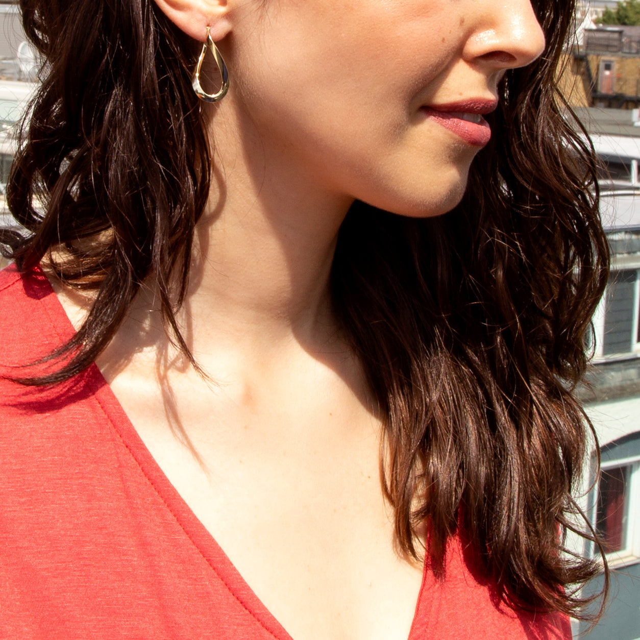 9ct Yellow Gold Figure 8 Creole Hoop Earrings