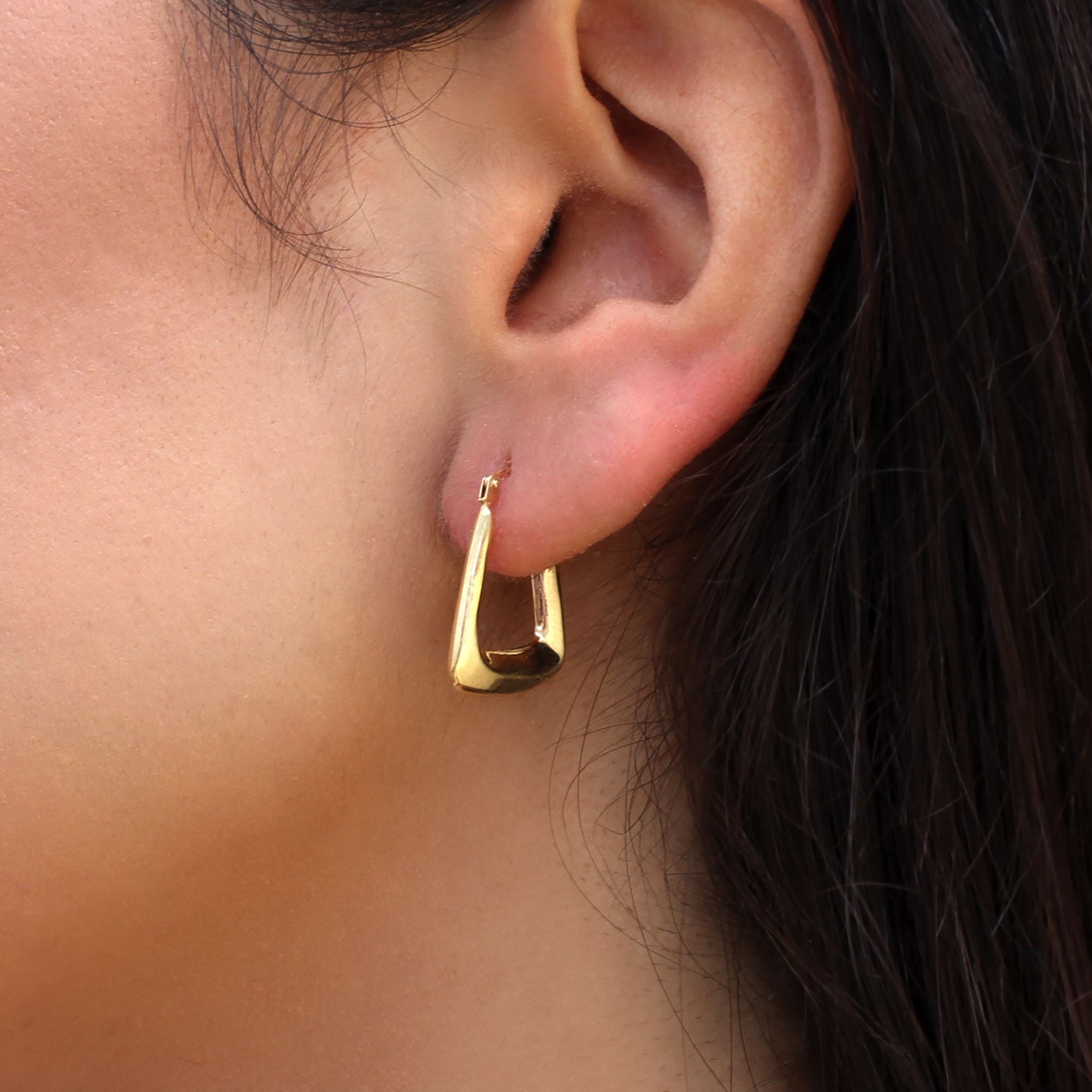 9ct Yellow Gold Triangle Hoop Earrings