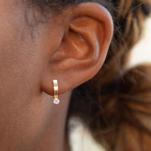 9ct Yellow Gold Cubic Zirconia Curve Bar Earrings