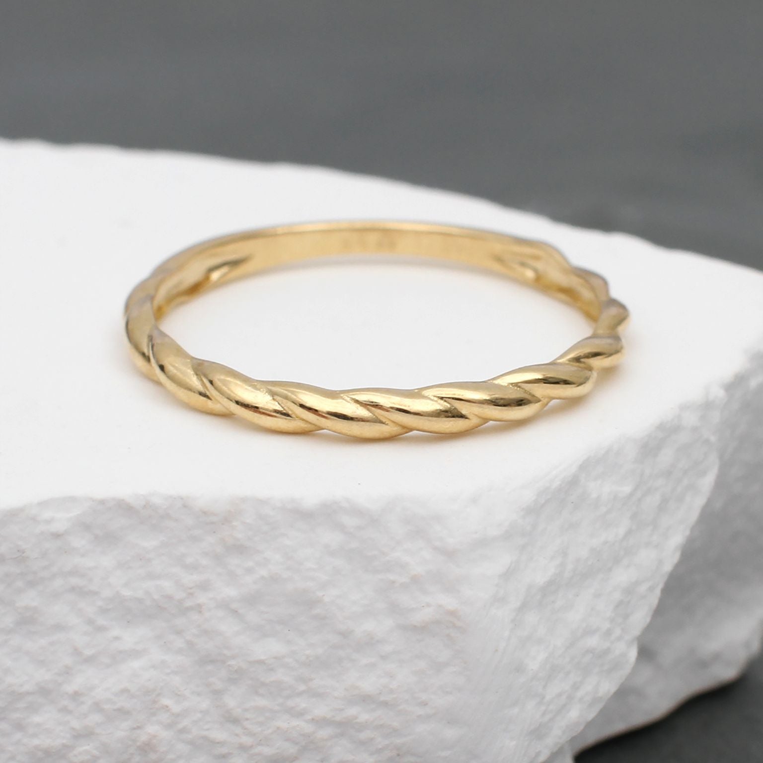 9ct Yellow Gold Twisted Band Stacking Ring