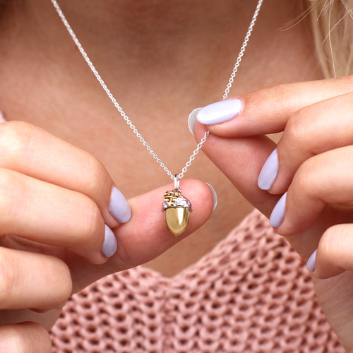 Personalised Sterling Silver Acorn Necklace