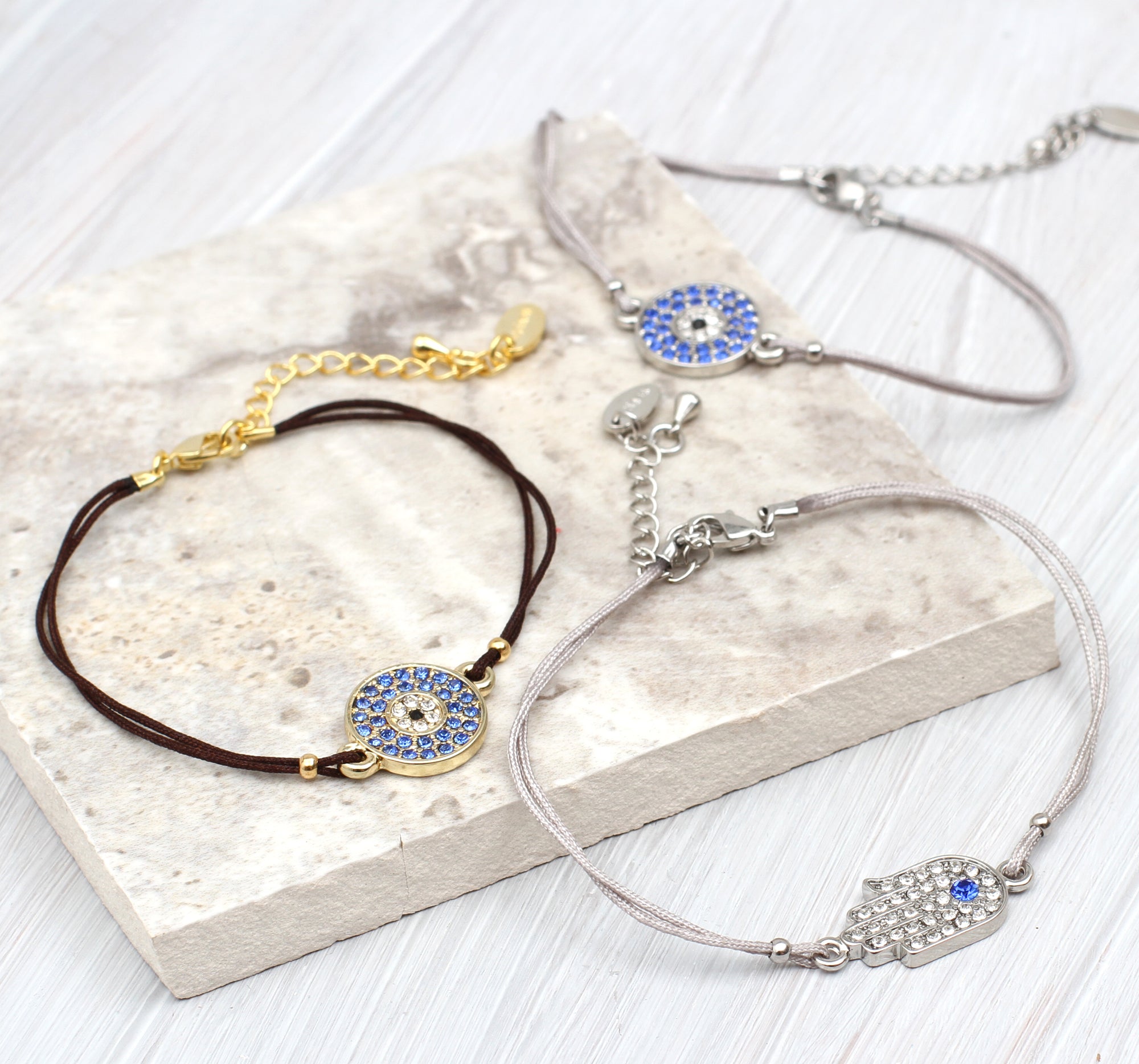 Silver and Gold Plated Symbolic Pave Boho Friendship Bracelet