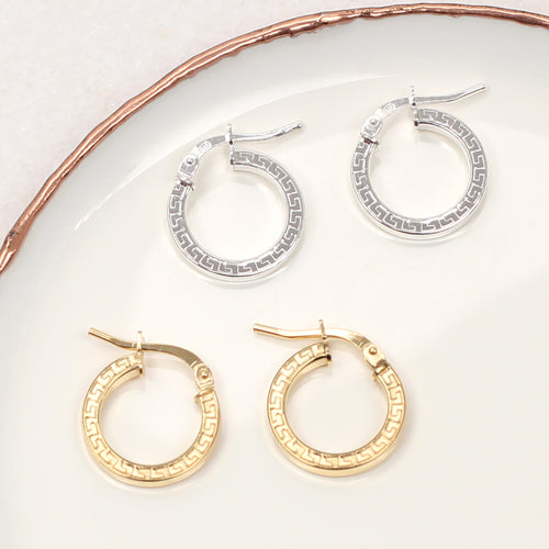 18ct Gold Plated Or Sterling Silver Aztec Mini Hoop Earrings