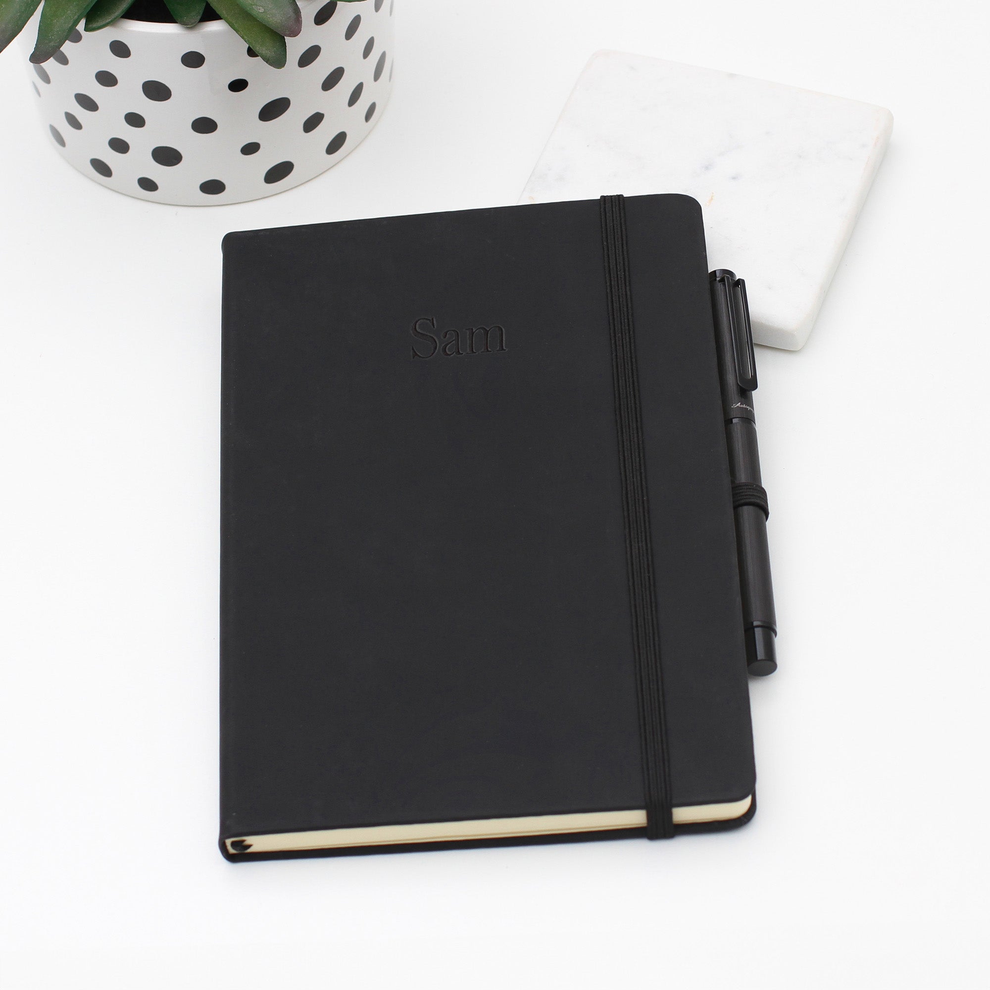 Personalised Embossed Vegan Leather Notebook