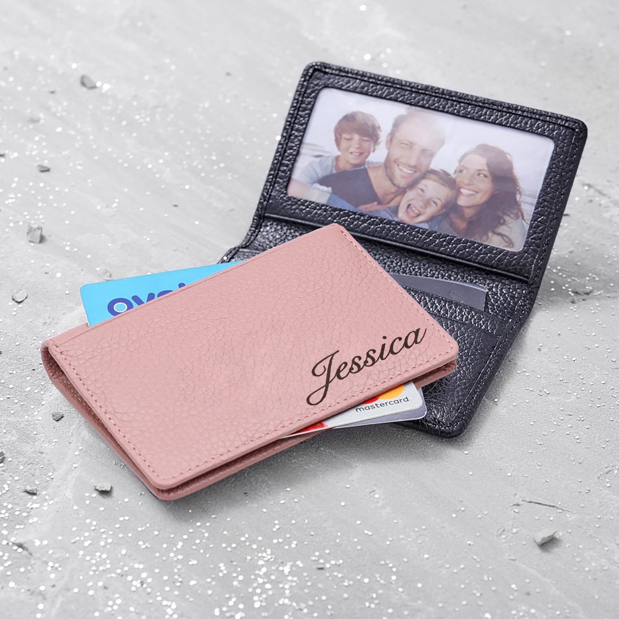 Name Personalised Leather Credit and Travel Card Holder