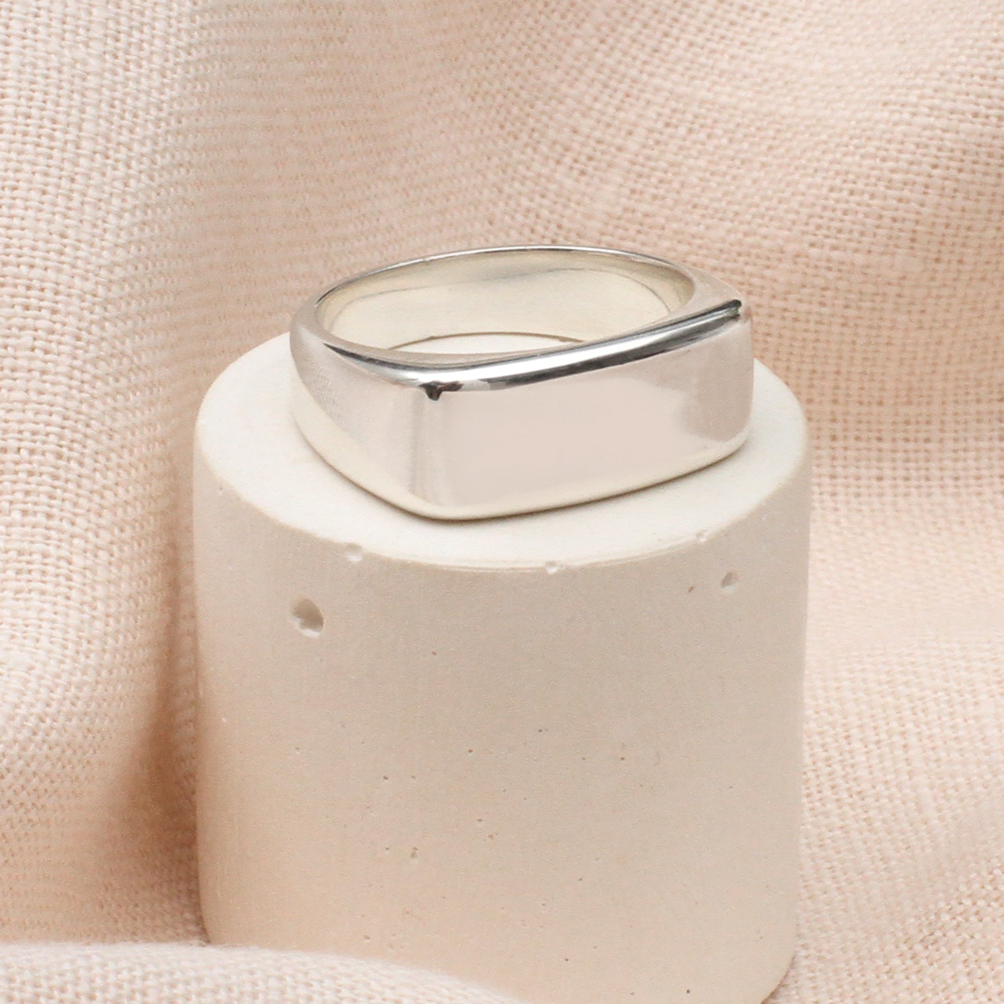 Men's Silver Rectangle Signet Ring