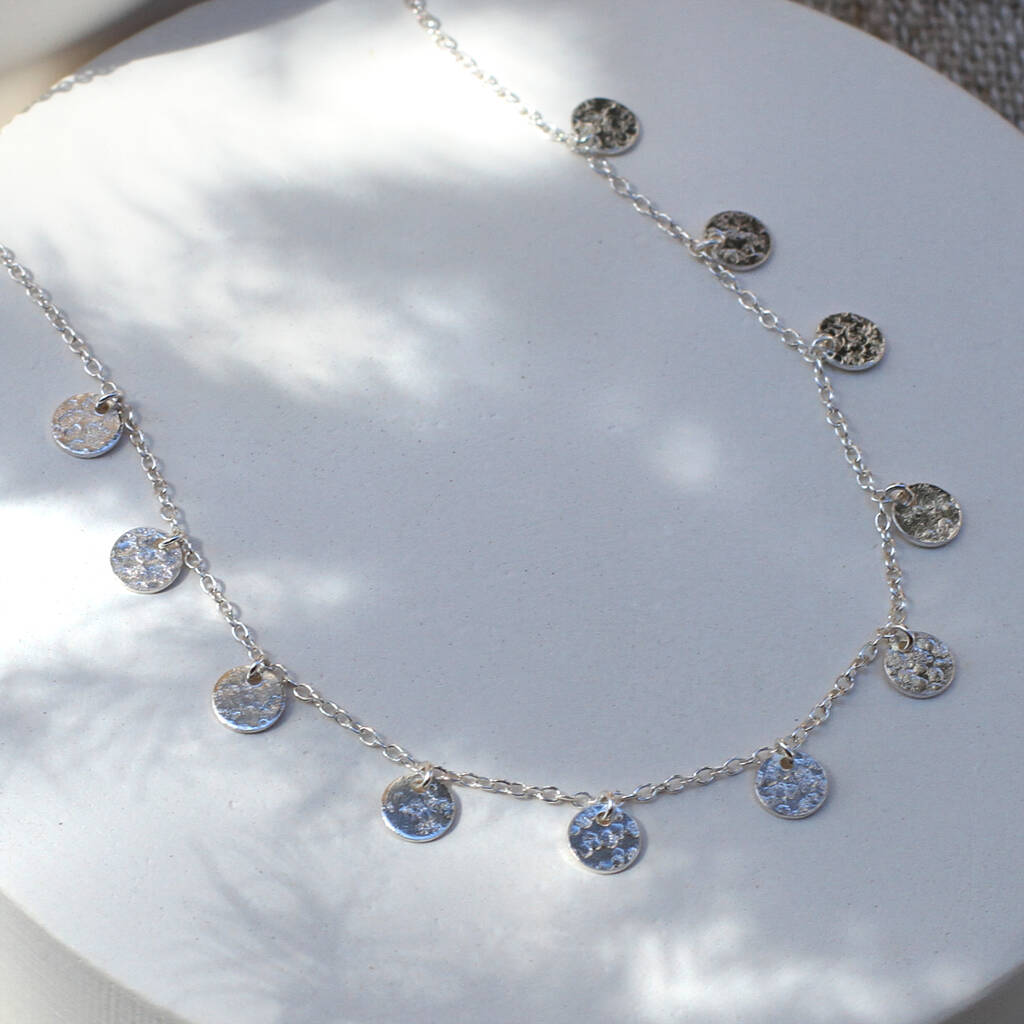 18ct Gold Plated Silver or Silver Sequin Necklace