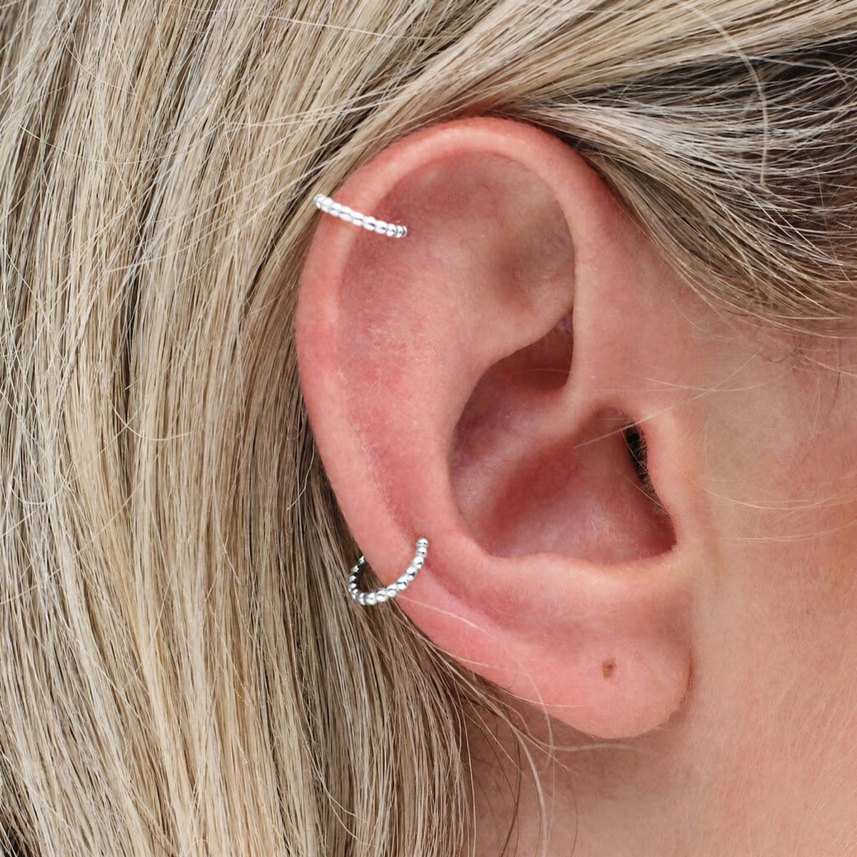 Sterling Silver Bead Edge Ear Cuffs