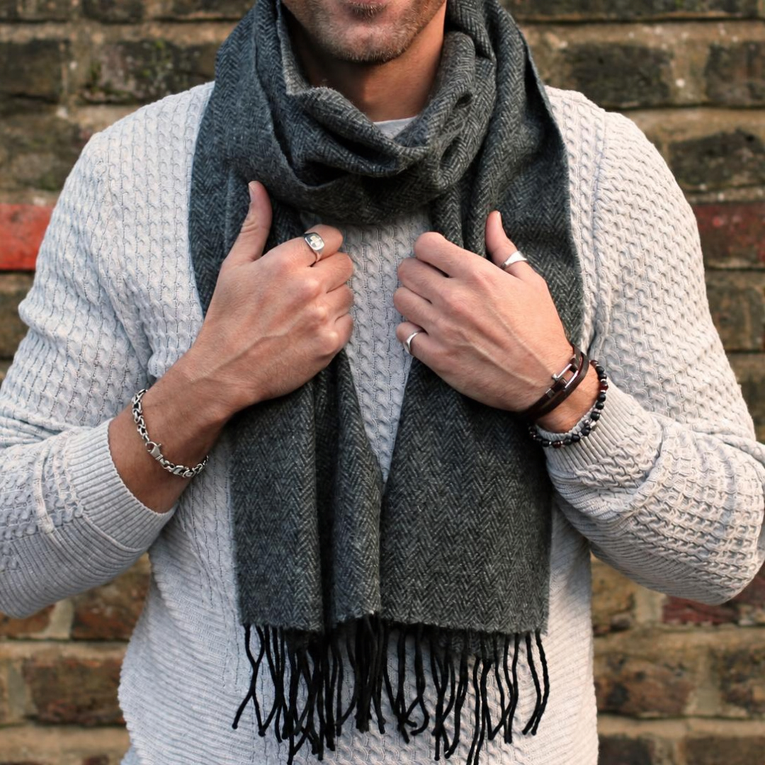 Men's Lambswool Heritage Herringbone Scarf