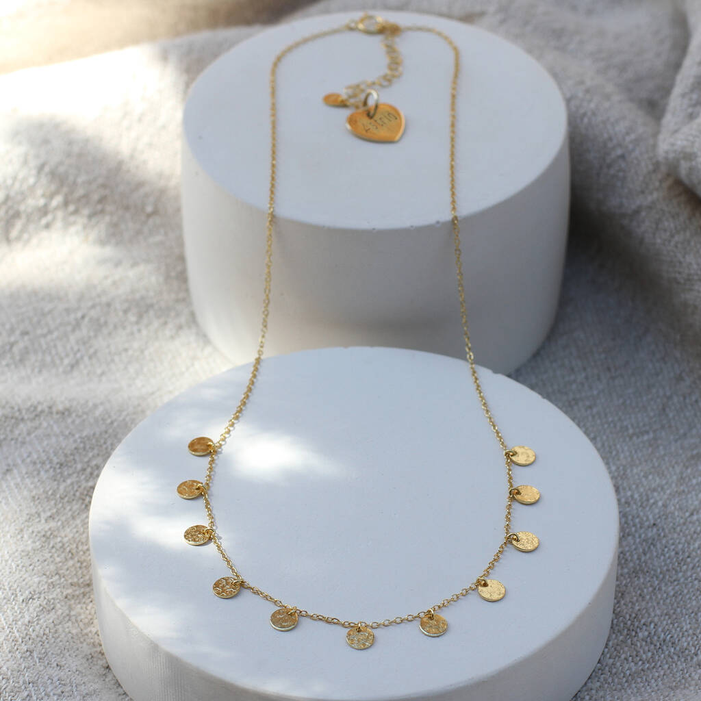 18ct Gold Plated Silver or Silver Sequin Necklace