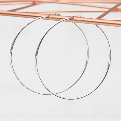 Silver Hinged Extra Large Hoop Earrings