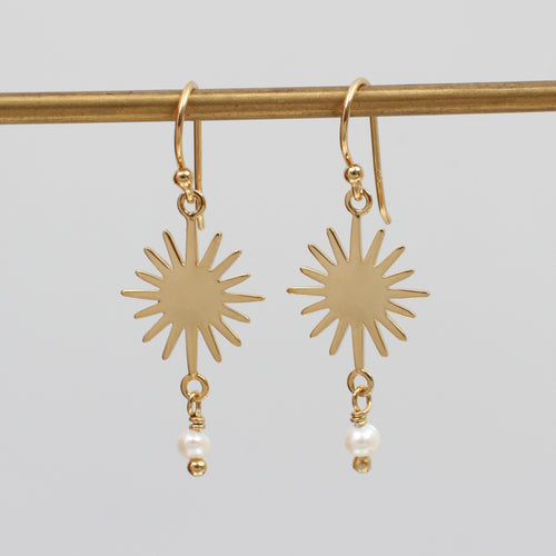 18ct Gold Plated Sun Hook Earrings