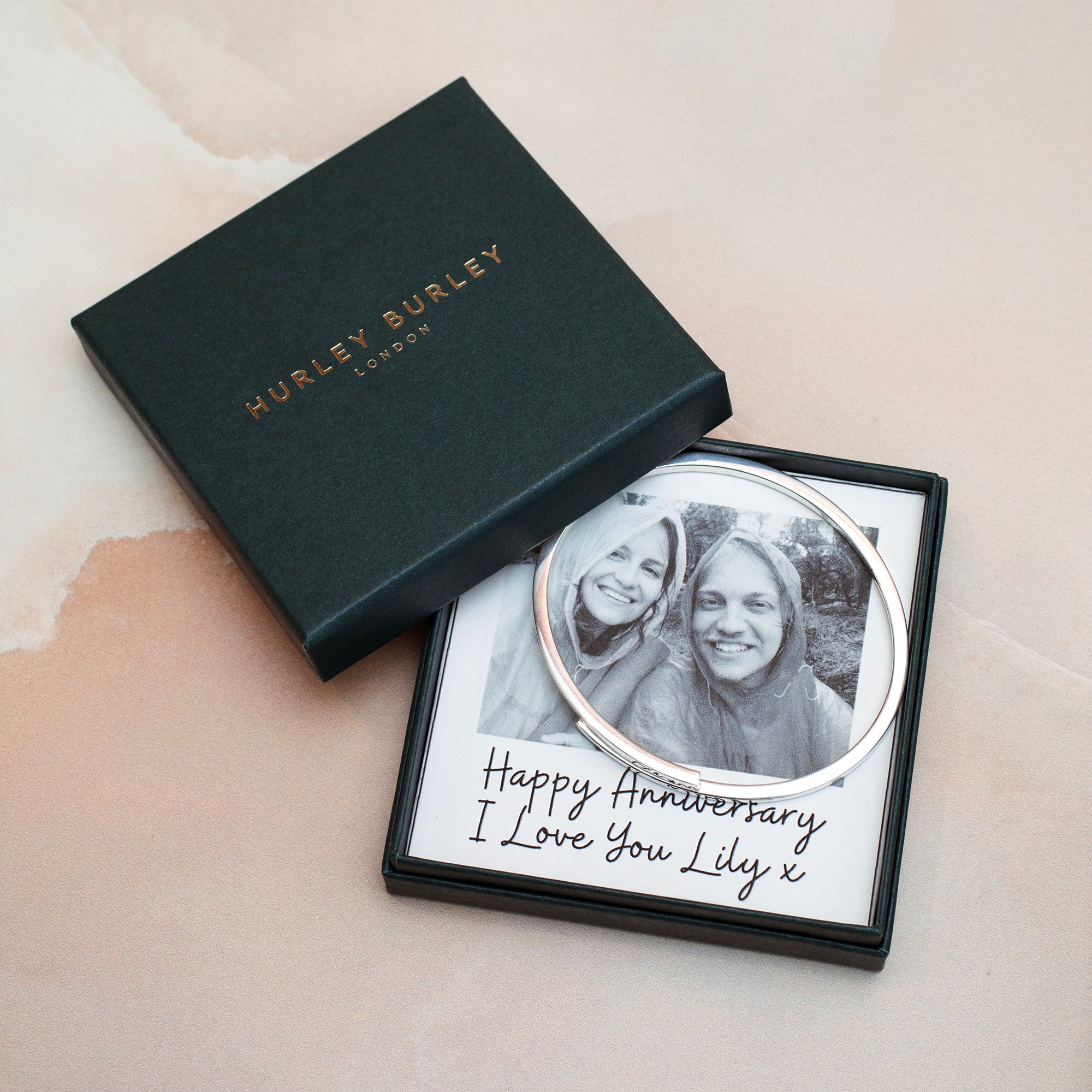 Personalised Sterling Silver Or Gold Bangle With Photobox