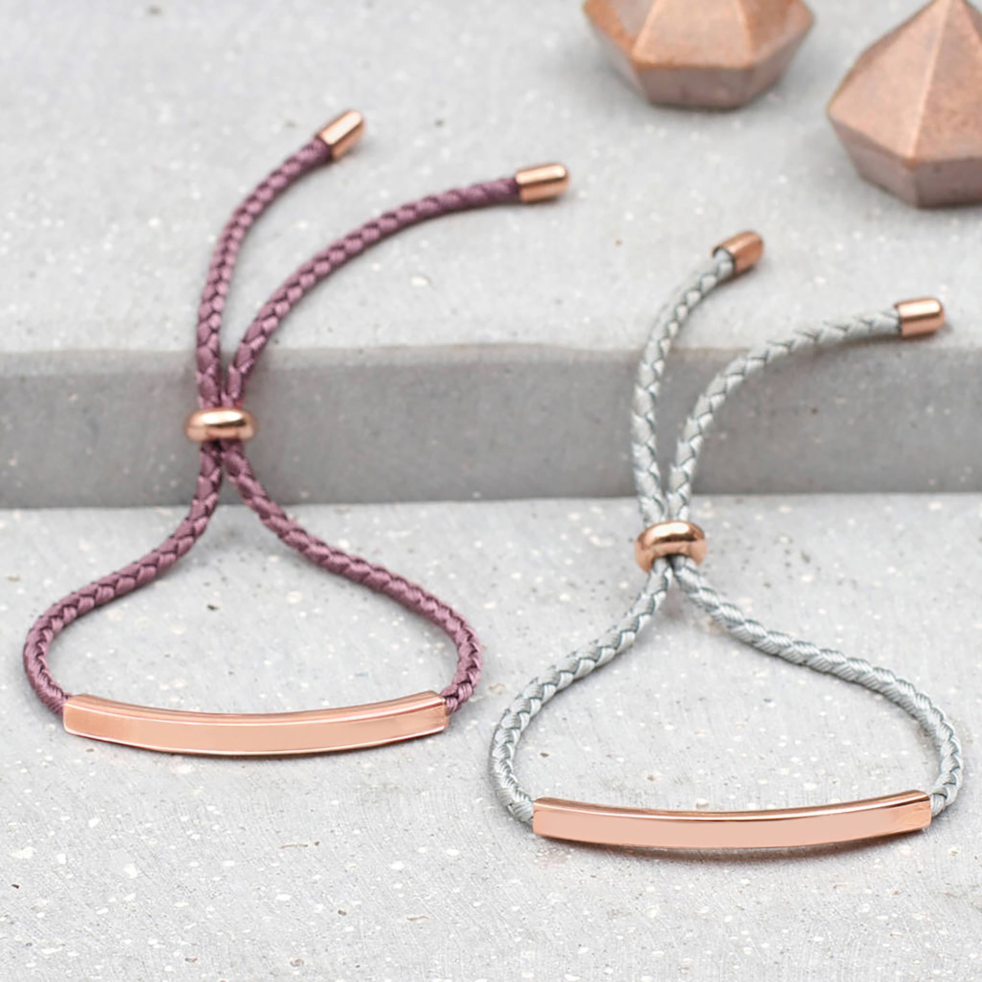 18ct Rose Gold Plated Personalised Friendship Bracelet